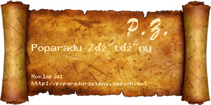 Poparadu Zétény névjegykártya